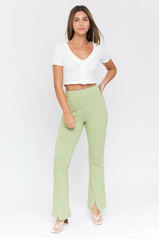 LE LIS Wait Up Knit Gingham Slit Front Pants 17 LE LIS Wait Up Knit Gingham Slit Front Pants