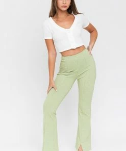 LE LIS Wait Up Knit Gingham Slit Front Pants 28 LE LIS Wait Up Knit Gingham Slit Front Pants