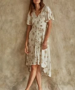 BT DRESSES Samantha Floral Button Down High Low Dress