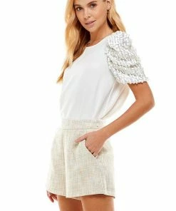 TCEC From A Dream Sequin Puff Sleeve Top
