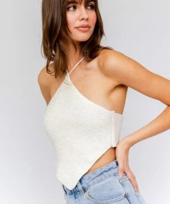 LE LIS Big Island Cotton Halter Crop Top