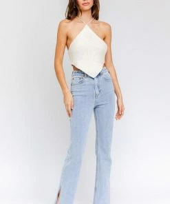 LE LIS Big Island Cotton Halter Crop Top