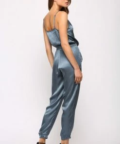 FATE Luminous Cowl Neck Satin Jumpsuit