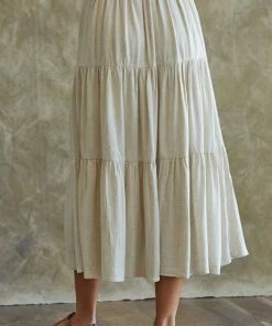 BT Maven Linen Tiered Midi Skirt