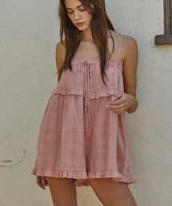 BT ROMPERS + JUMPSUITS Strawberry Kiss Cotton Textured Romper