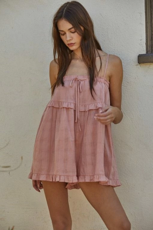 BT ROMPERS + JUMPSUITS Strawberry Kiss Cotton Textured Romper