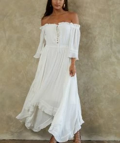 BT Amora Off The Shoulder Ruffle Maxi Dress