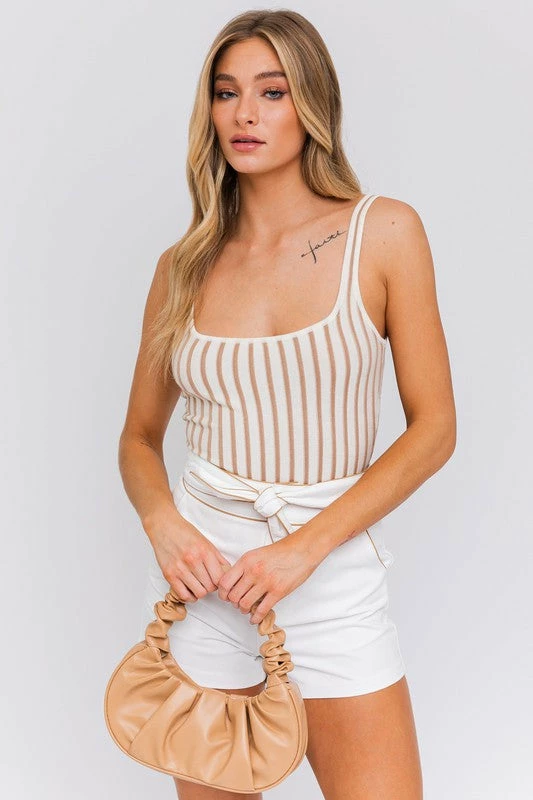 LE LIS TOPS Chord Two Tone Knit Bodysuit 3 LE LIS TOPS Chord Two Tone Knit Bodysuit