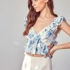 DO + BE COLLECTION TOPS Fine Tune Floral Cutout Ruffle Top 2 DO + BE COLLECTION TOPS Fine Tune Floral Cutout Ruffle Top