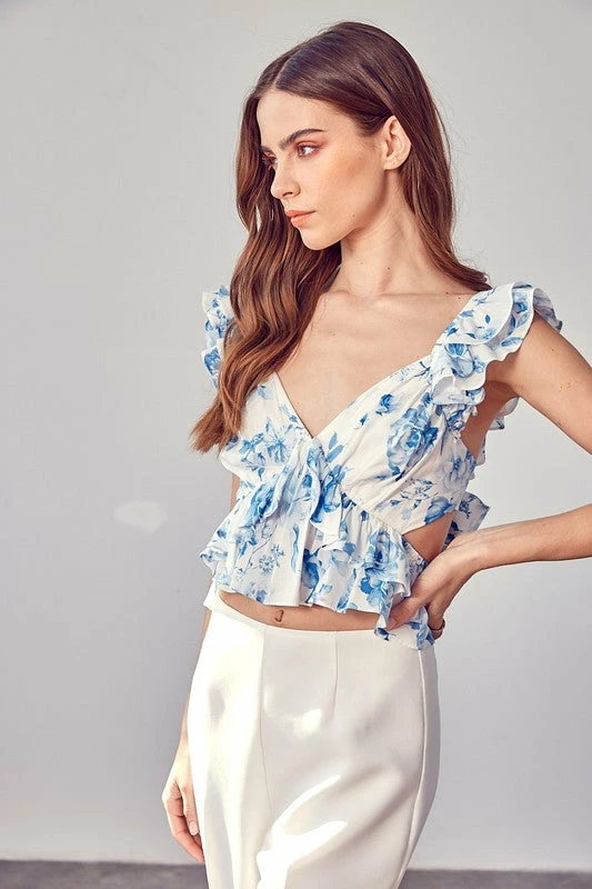 DO + BE COLLECTION TOPS Fine Tune Floral Cutout Ruffle Top 3 DO + BE COLLECTION TOPS Fine Tune Floral Cutout Ruffle Top