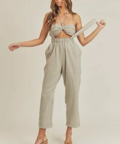 MABLE Madison Cotton Pocketed Overalls + Crop Top Halter MATCHING SETS