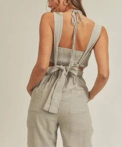 MABLE Madison Cotton Pocketed Overalls + Crop Top Halter MATCHING SETS