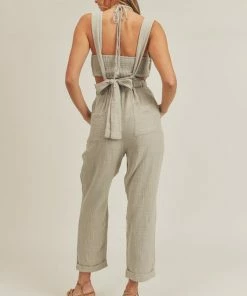 MABLE Madison Cotton Pocketed Overalls + Crop Top Halter MATCHING SETS