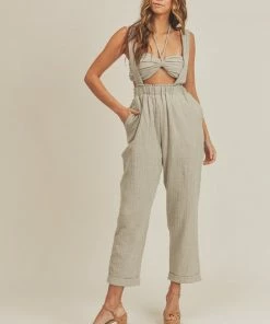 MABLE Madison Cotton Pocketed Overalls + Crop Top Halter MATCHING SETS