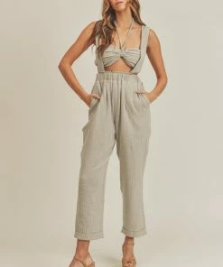 MABLE Madison Cotton Pocketed Overalls + Crop Top Halter MATCHING SETS