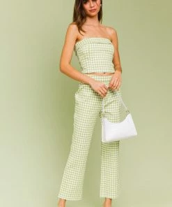 LE LIS Miller High Rise Gingham Straight Pants MATCHING SETS