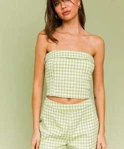 LE LIS MATCHING SETS Miller Corset Gingham Tube Top