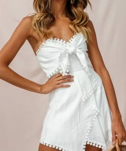 ONE & ONLY COLLECTIVE BRIDAL Perfect Match Pom Pom Wrap Romper - White