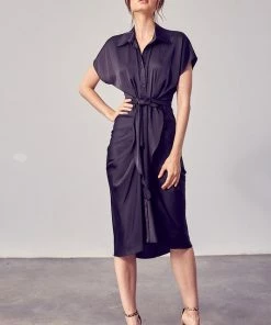 DO + BE COLLECTION BEST SELLERS Just A Dream Satin Tie Front Midi Dress