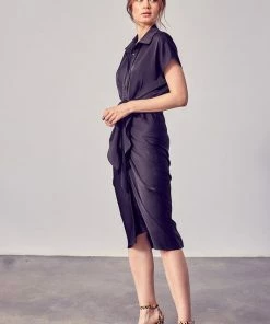 DO + BE COLLECTION BEST SELLERS Just A Dream Satin Tie Front Midi Dress