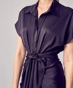 DO + BE COLLECTION BEST SELLERS Just A Dream Satin Tie Front Midi Dress