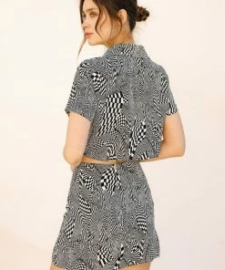 STORIA Swirled Checkered Mini Skirt