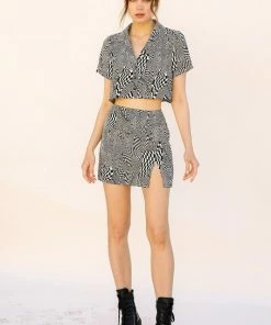 STORIA Swirled Checkered Mini Skirt