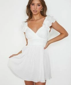 ONE & ONLY COLLECTIVE BRIDAL Call Me Angel Satin Ruffle Dress - White