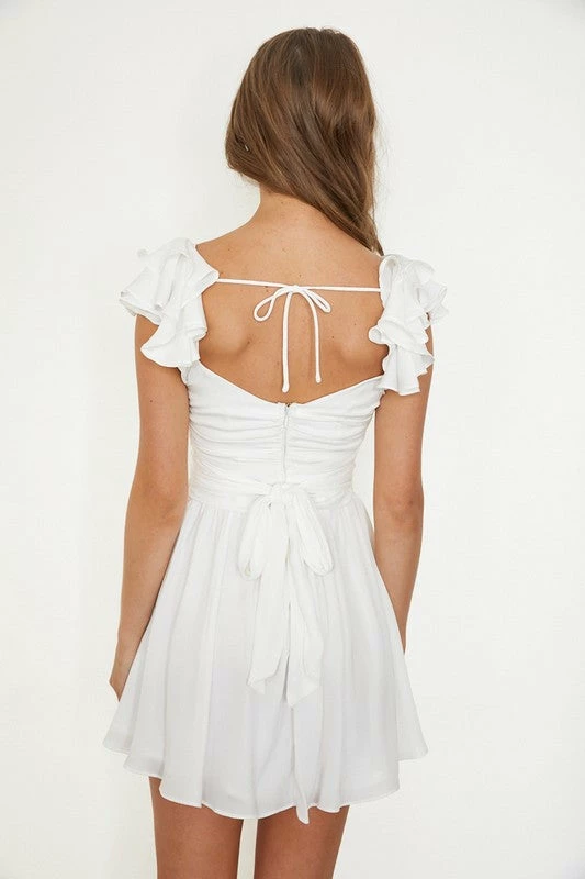 ONE & ONLY COLLECTIVE BRIDAL Call Me Angel Satin Ruffle Dress - White 4 ONE & ONLY COLLECTIVE BRIDAL Call Me Angel Satin Ruffle Dress - White