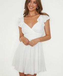 ONE & ONLY COLLECTIVE BRIDAL Call Me Angel Satin Ruffle Dress - White 9 ONE & ONLY COLLECTIVE BRIDAL Call Me Angel Satin Ruffle Dress - White