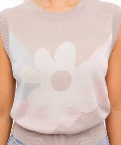 LE LIS Patience Floral Knit Sweater Vest Top TOPS