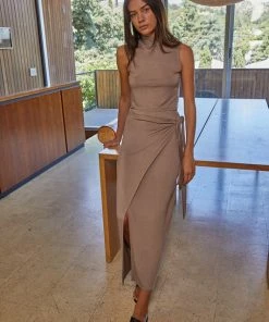 BT BEST SELLERS Let's Get Away Wrap Maxi Skirt - Mocha