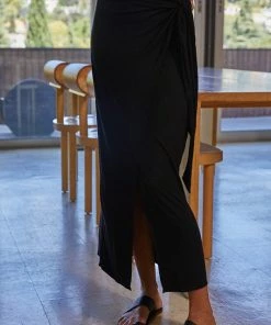 BT Let's Get Away Wrap Maxi Skirt - Black