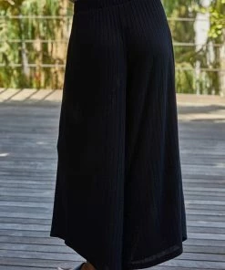BT Someday Soon Ribbed Wide Leg Pants - Black