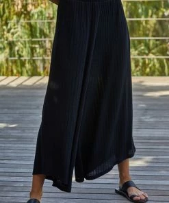 BT Someday Soon Ribbed Wide Leg Pants - Black