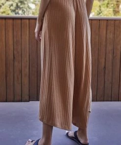 BT Someday Soon Ribbed Wide Leg Pants - Camel