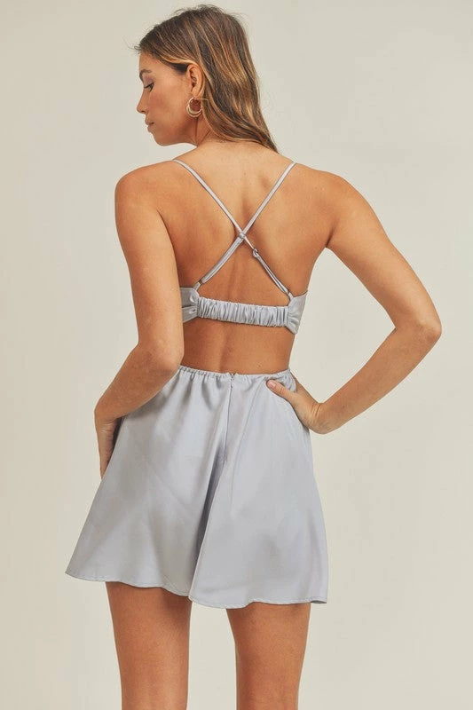 MABLE Tatiana Satin Cowl Neck Cutout Dress DRESSES 12 MABLE Tatiana Satin Cowl Neck Cutout Dress DRESSES