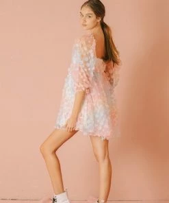 STORIA She's Like Spring Tulle Babydoll Dress - Rainbow