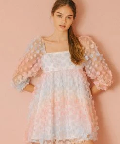 STORIA She's Like Spring Tulle Babydoll Dress - Rainbow