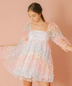 STORIA She's Like Spring Tulle Babydoll Dress - Rainbow