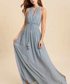 WL BUMP FRIENDLY Kiera Smocked Halter Maxi Dress
