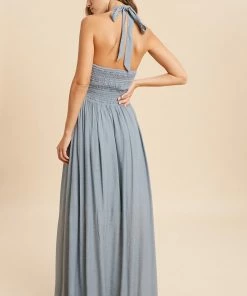 WL BUMP FRIENDLY Kiera Smocked Halter Maxi Dress