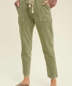 WL Karissa Drawstring Corduroy Pocketed Pants - Olive 16 WL Karissa Drawstring Corduroy Pocketed Pants - Olive