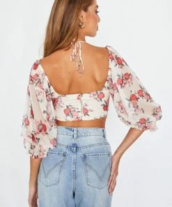 ONE & ONLY COLLECTIVE Coming Up Roses Tie Floral Crop Top TOPS