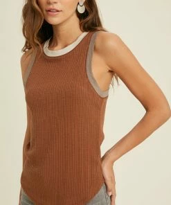 WL Kane Ribbed Color Block Racerback Tank - Brown 18 WL Kane Ribbed Color Block Racerback Tank - Brown
