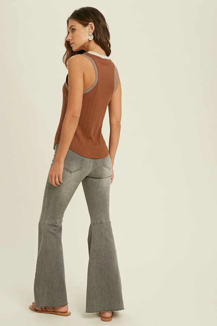 WL Kane Ribbed Color Block Racerback Tank - Brown 9 WL Kane Ribbed Color Block Racerback Tank - Brown