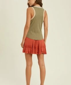 WL TOPS Kane Ribbed Color Block Racerback Tank - Olive 13 WL TOPS Kane Ribbed Color Block Racerback Tank - Olive