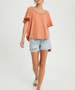 WL TOPS Sylvia Ruffle Sleeve Top - Ginger