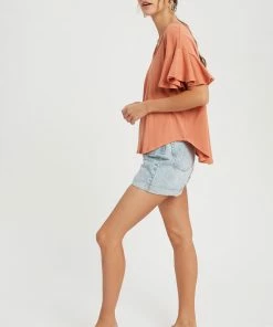 WL TOPS Sylvia Ruffle Sleeve Top - Ginger