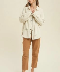 WL Well Worn Distressed Denim Jacket - Ecru